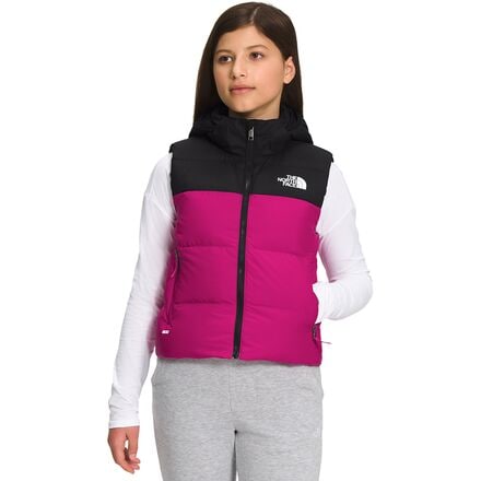 The North Face - North Down Reversible Hooded Vest - Girls' - Fuschia Pink