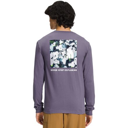 The North Face - Long-Sleeve Box NSE T-Shirt - Men's - Lunar Slate/Summit Navy Abstract Floral Print