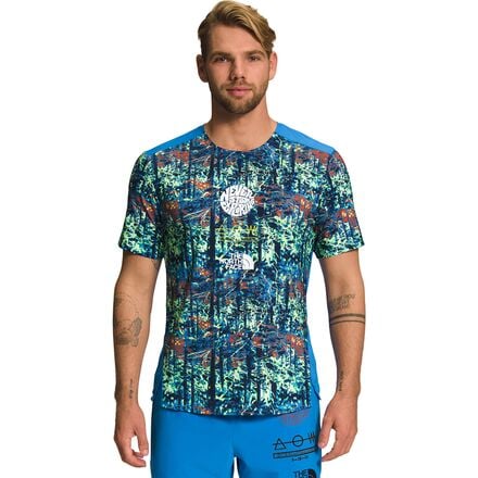 The North Face - Trailwear Lost Coast Short-Sleeve Shirt - Men's - Forest Print/Super Sonic Blue/LED Yellow
