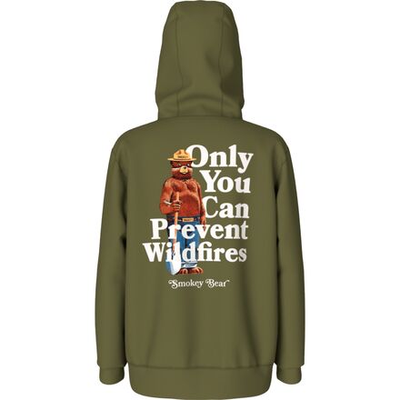 The North Face - Camp Fleece Pullover Hoodie - Boys' - Forest Olive/Smokey The Bear Graphic