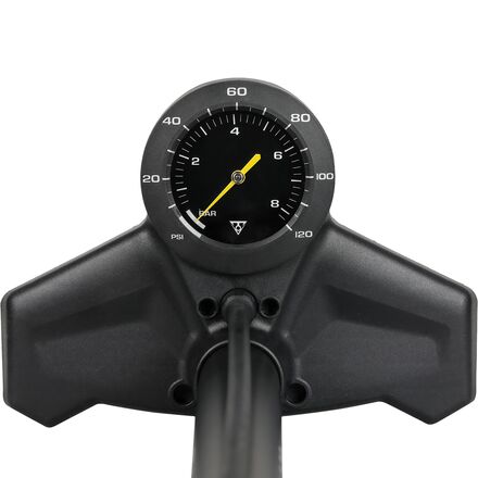 Pompe à Vélo Topeak Transformer Urban EX – Multifonction Support + Pompe, Manomètre, Tête Double Valve | Noir/jaune