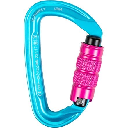 Trango - Superfly EVO Locking Carabiner - Cyan/Pink/Autolock