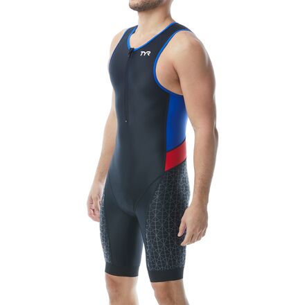 TYR - Competitor Front Zipper Tri Suit - Men's  - Black/Blue/Red