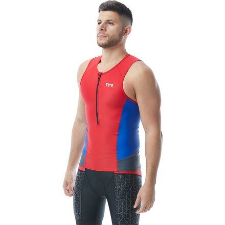 TYR - Competitor Tri Tank Top - Men's - Red/Blue/Grey