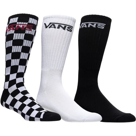 Vans - Classic Crew Socks - 3-Pack - Men's - Black/Checkerboard