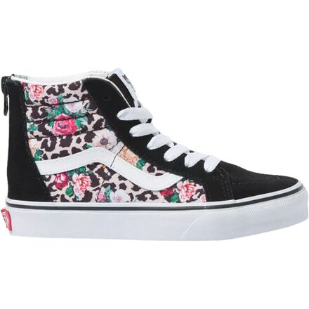 Vans - Sk8-Hi Zip Shoe - Girls' - (Leopard Floral) Black/True White