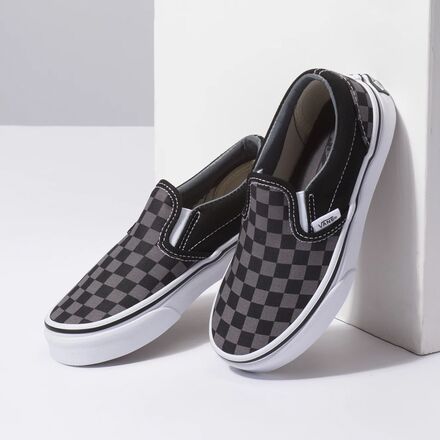 Vans - Classic Checkerboard Pack Slip-On Skate Shoe - Kids' - (checkerboard) Black/Pewter