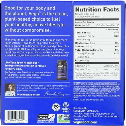 Vega Nutrition - Sport Protein Bar - 12-Pack
