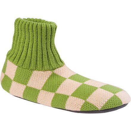 Verloop - Checkerboard Sock Slippers - Blush/Green