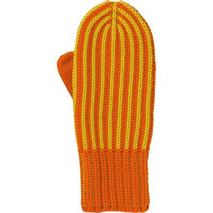 Verloop - Chunky Rib Mittens - Golden Olive/Flame