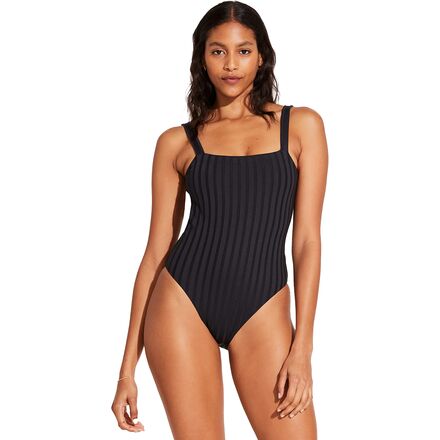 Vitamin A - Leah Square Neck One-Piece Swimsuit - Women's - Black SuperRib