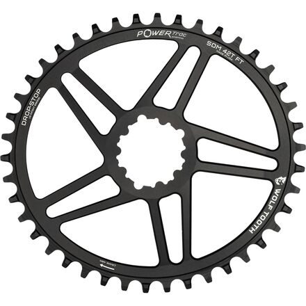 Wolf Tooth Components - Drop Stop PowerTrac SRAM Direct Mount Chainring - BB30 - Black/0mm Offset
