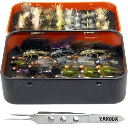 Yakoda Supply - Fly Tin + Tweezer Combo - Magnet Tray + Foam Lid - Black/Orange