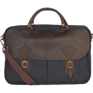 barbour leather briefcase black