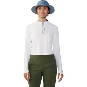 Mountain Hardwear Donna Crater Lake Manica Lunga Crop UPF50+ – Bianco Fogbank, Taglia M