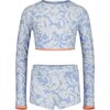 Billabong - Come On Now Cropped Rashguard 2-Piece Swim Set - Girls' - Light Chambray
