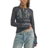 Free People - Fleur Embroidered Cuff Shirt - Women's - Graphite Combo