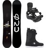 Gnu - Facts Snowboard + Lightning Binding + STW Double Boa Boot - One Color, Black, Black/White