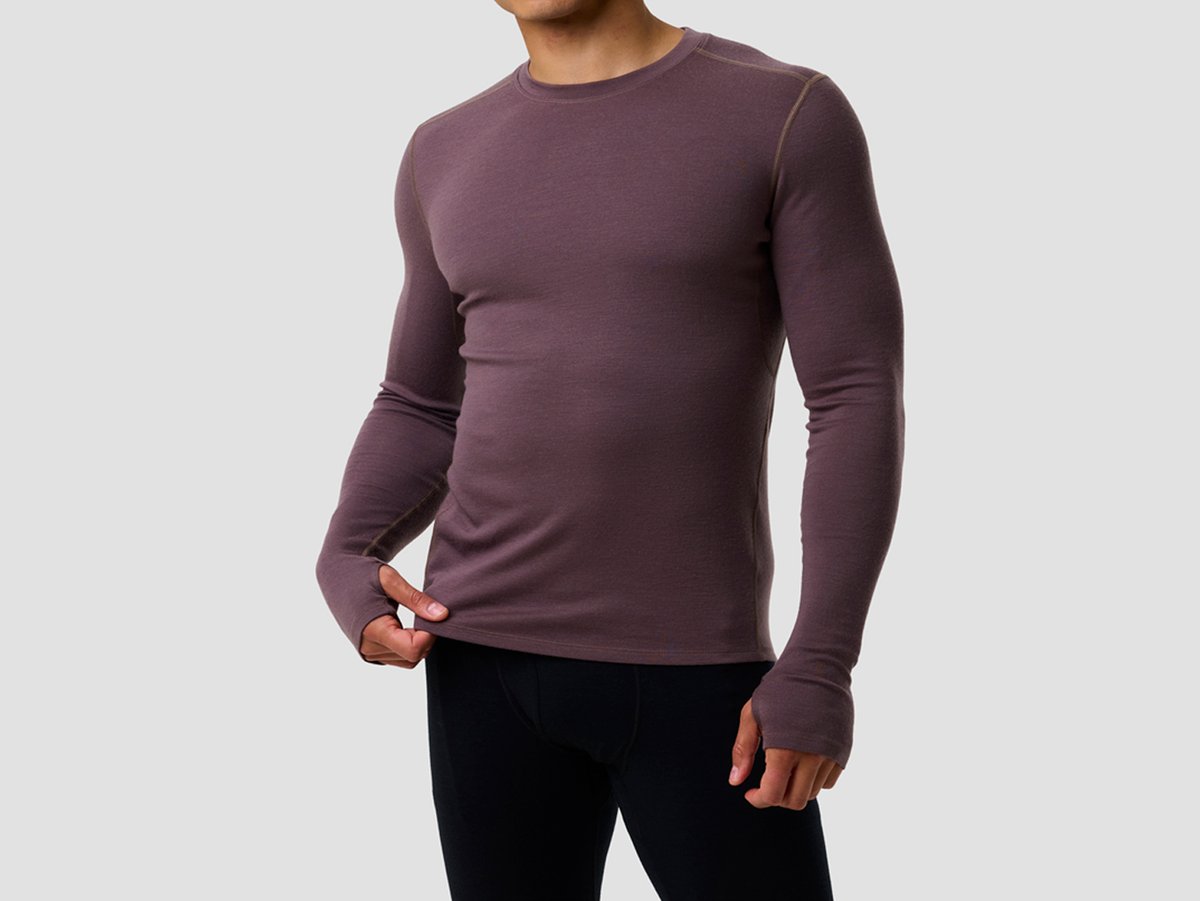 A torso shot of the Cedars RWS Merino crew top.