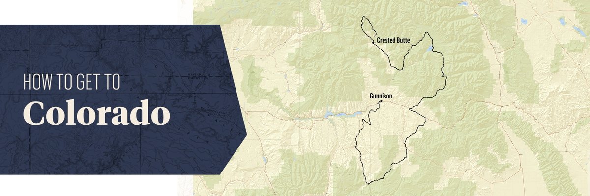 A topographic map of a route fromcrested butte to gunnison. Text overlay reads: How to get to colorado.
