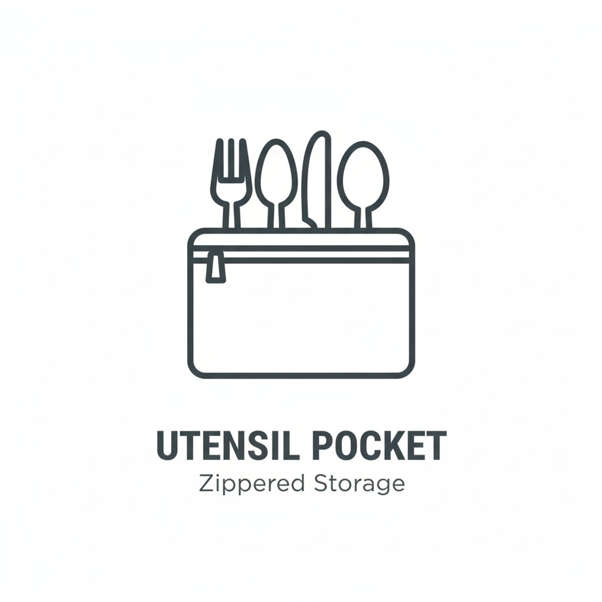 Utensil Pocket: Zippered storage