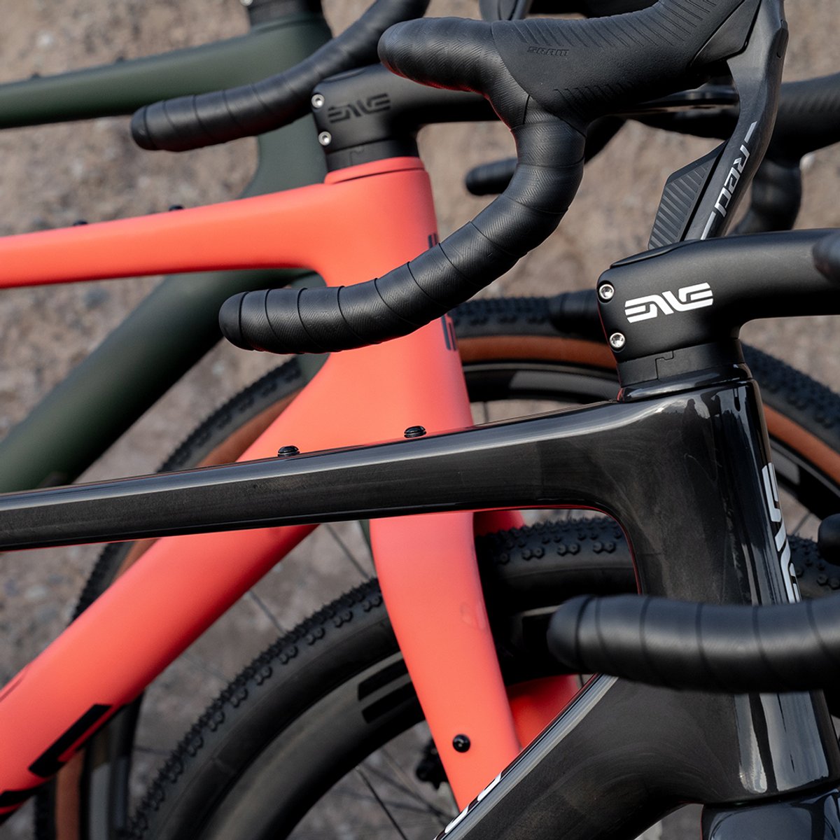 ENVE MOG carbon gravel bikes with integrated cockpit and internal cable routing