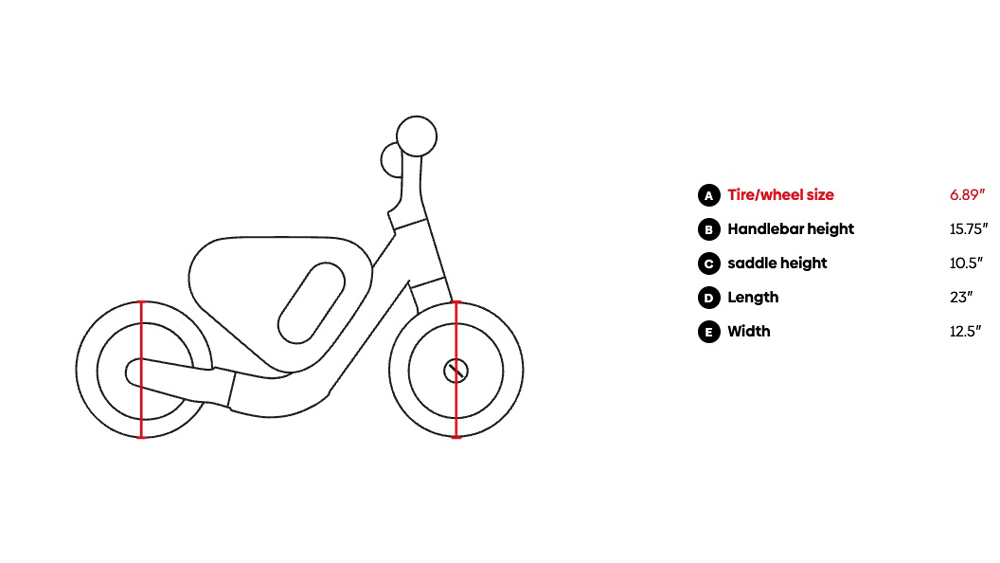 rotating gif showing different geometry chart dimesninos fro Woom Wow kids bike.