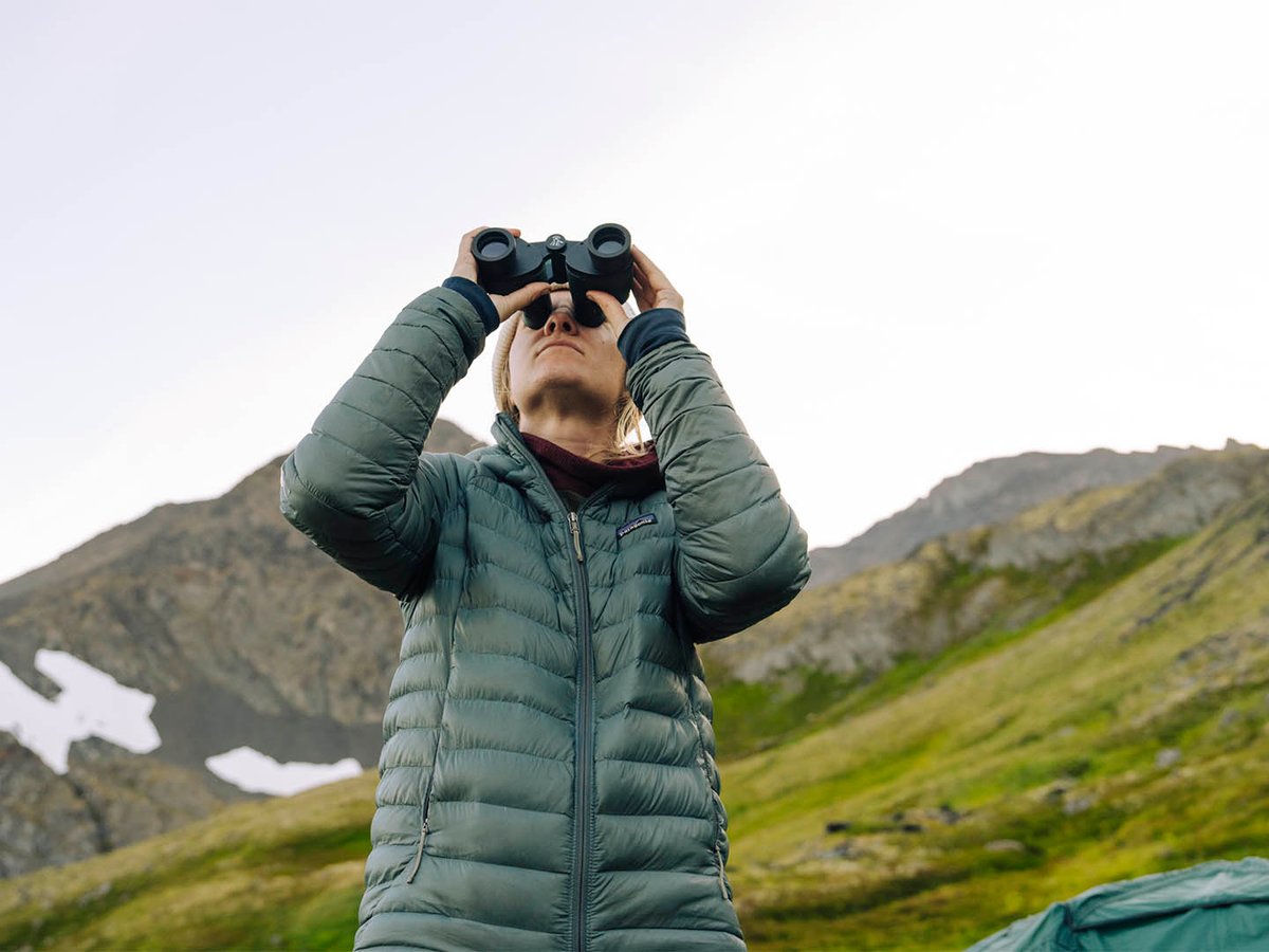 Person using binoculars.