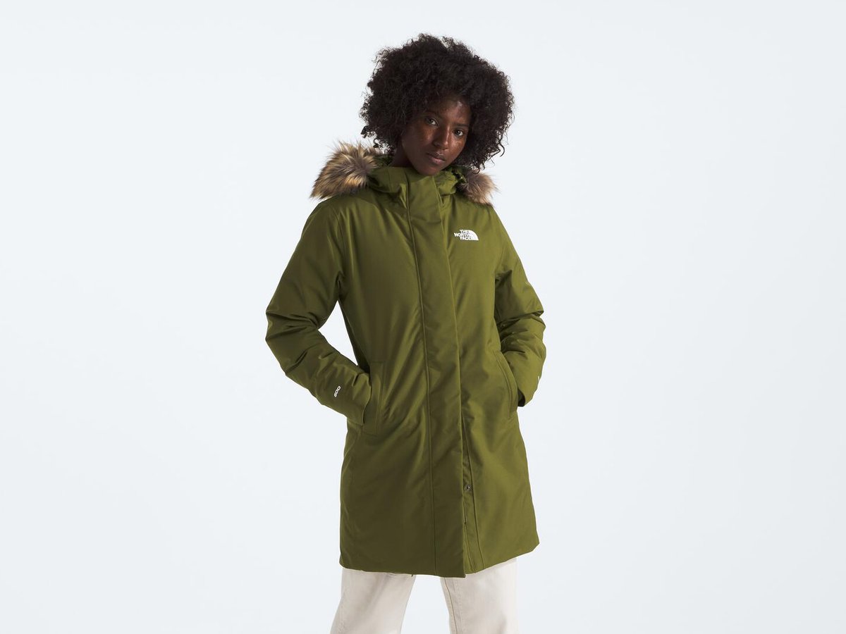 A woman wears The North Face Arctic Down Parka