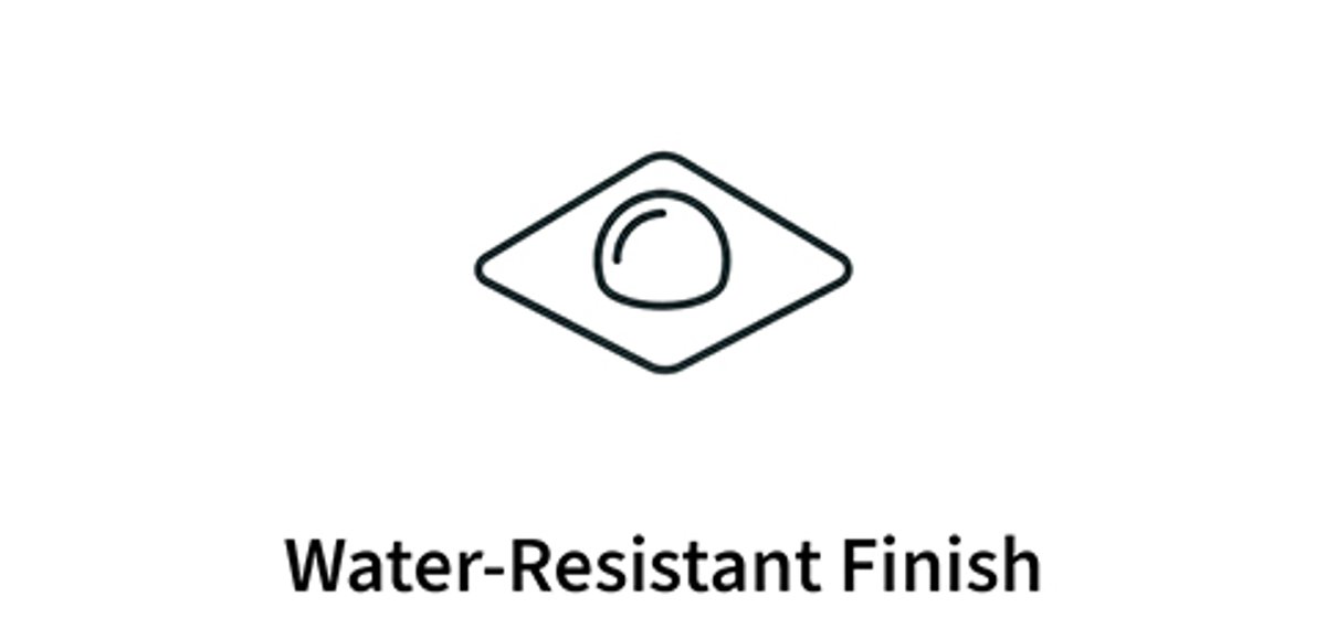 Graphic icon showing water droplet beading on a piece of fabric.