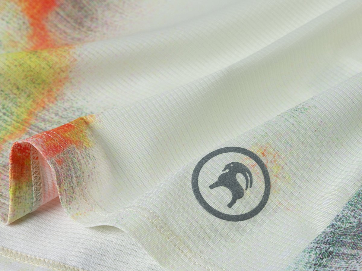 Detail shot of ventilated grid knit fabric face.