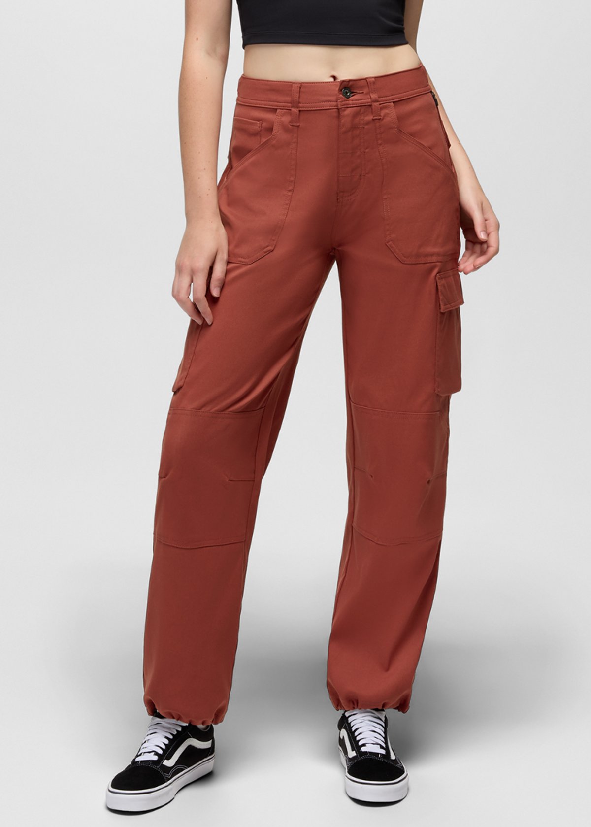 A closeup shot of the prAna Stretch Zion High Rise Cargo Pant.