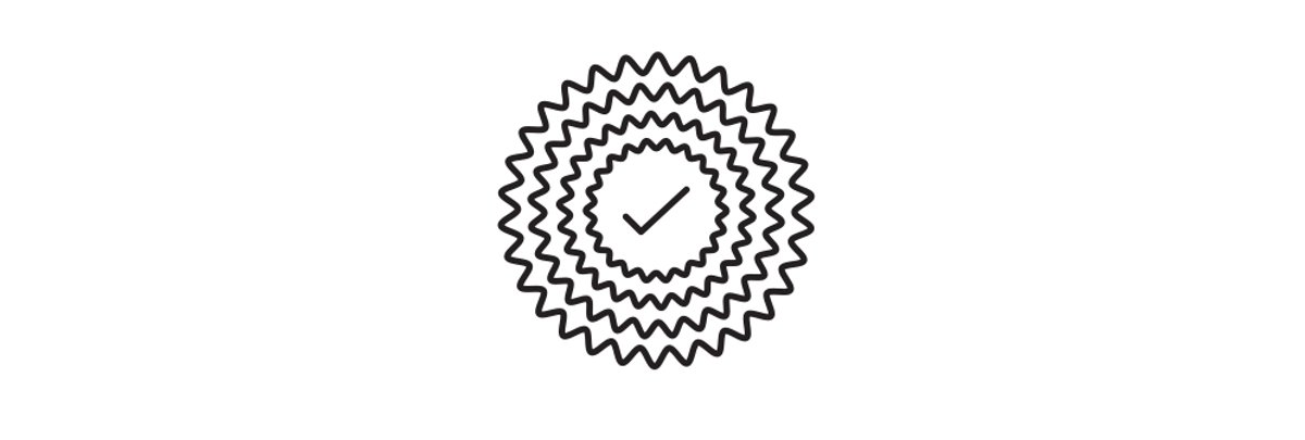 A line rendering of a cassette with a check mark at the center of it.