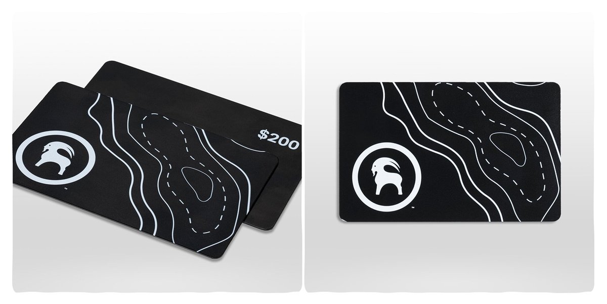 Gift cards with a topographic map illustration.
