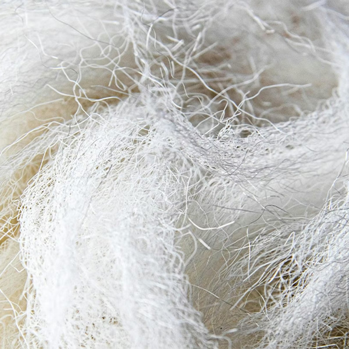 A closeup of recycled synthetic fibers
