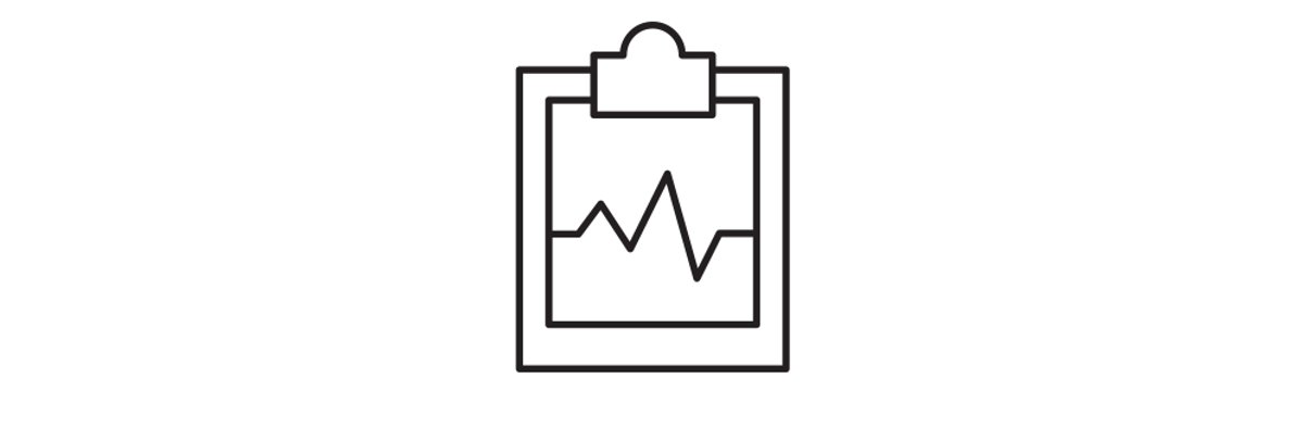 A clipboard showing a line graph