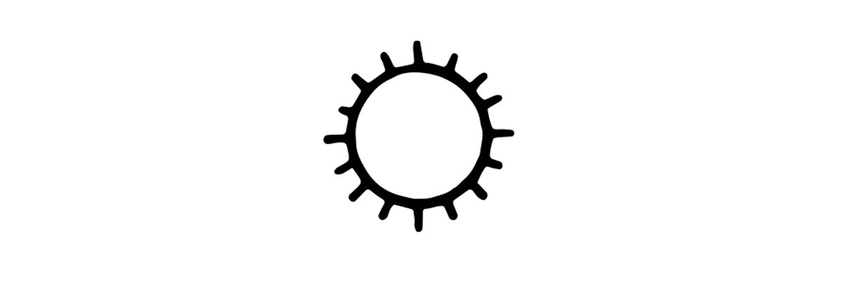 A line drawing of the sun