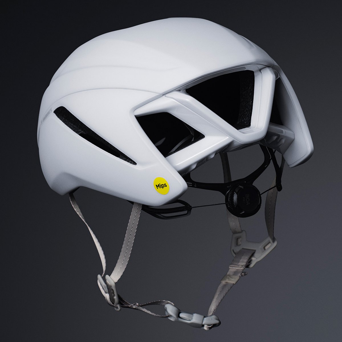 An closeup of the Specialized Evade back, showing the MIPS sticker.