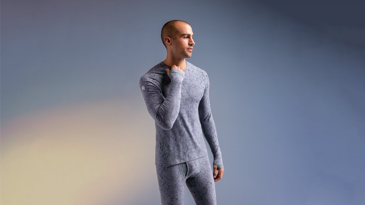 A man wears the Cedars RWS Merino Lightweight Baselayers