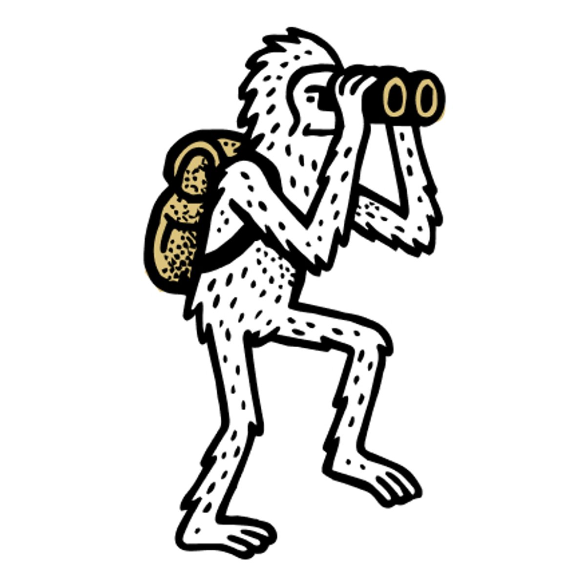 Illustration of the Backcountry Yeti with a backpack looking through binoculars.