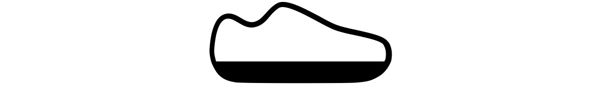 Icon depicting cusion height on running shoe.