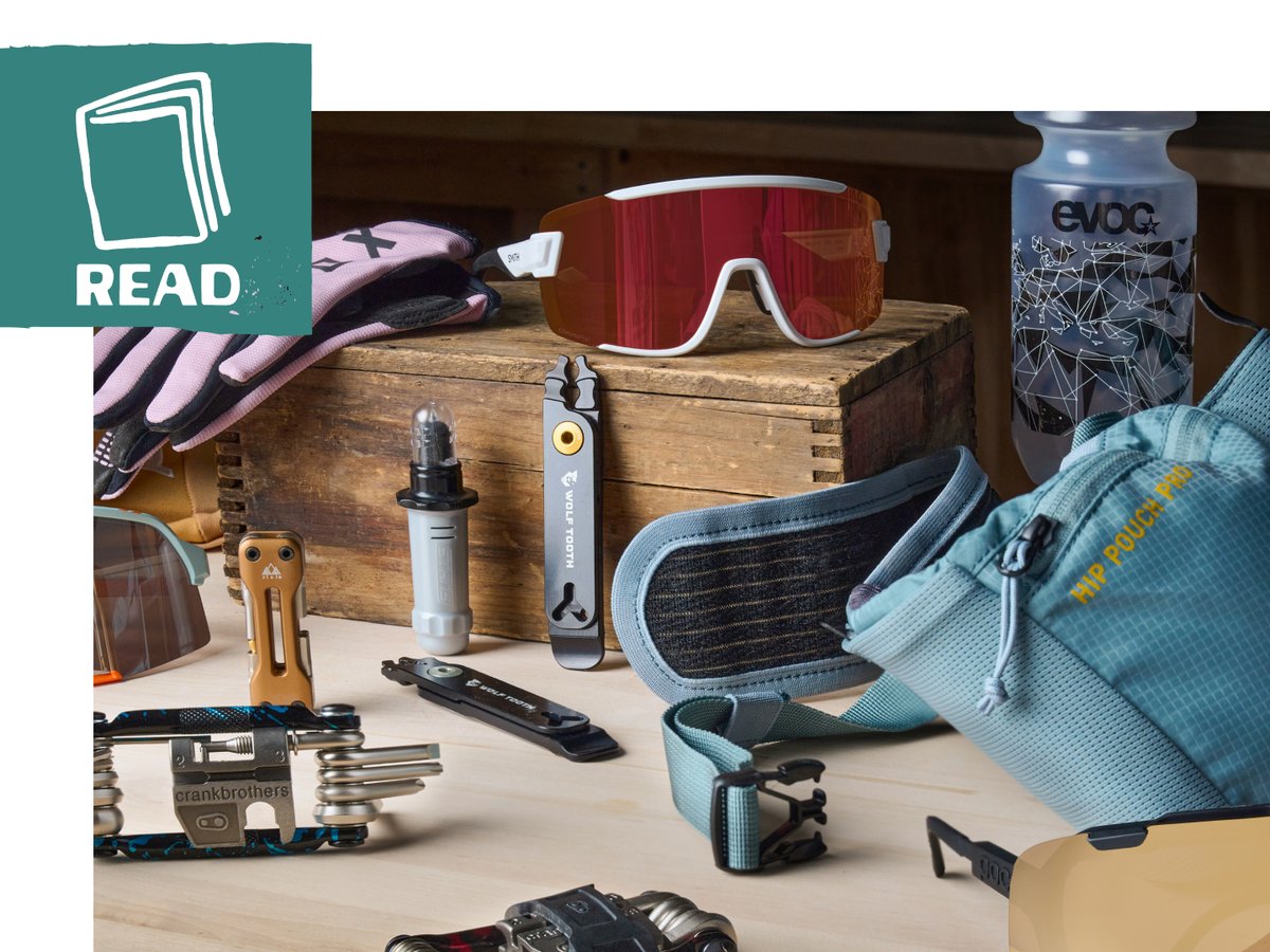 A collection of bike tools and accessories.