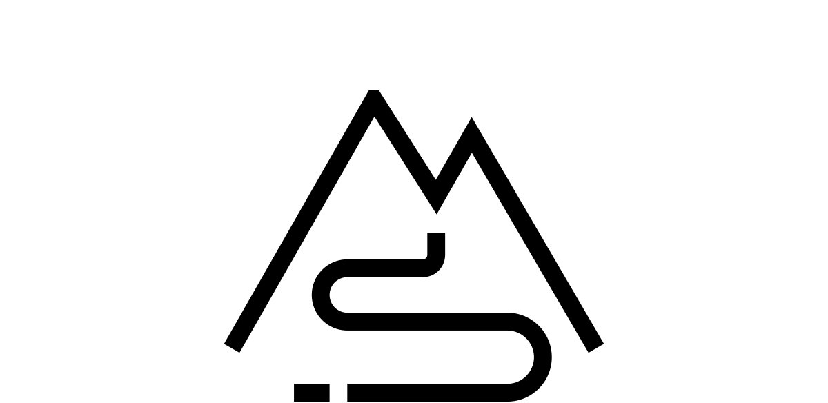 graphic icon of mountain with winding trail going up.
