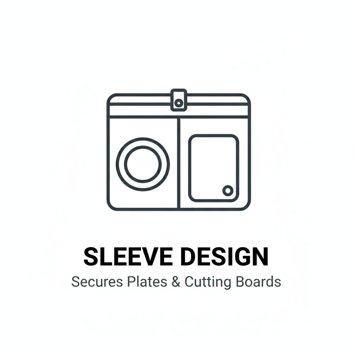 Sleeve Design: Secures plates and cutting boards.