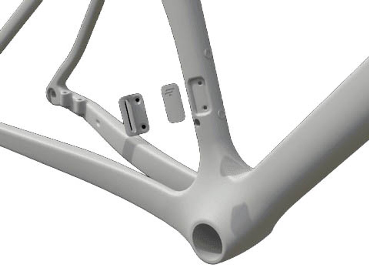 Technical graphic of Ridley Falcn Removable Front Derailleur Clamp covers.