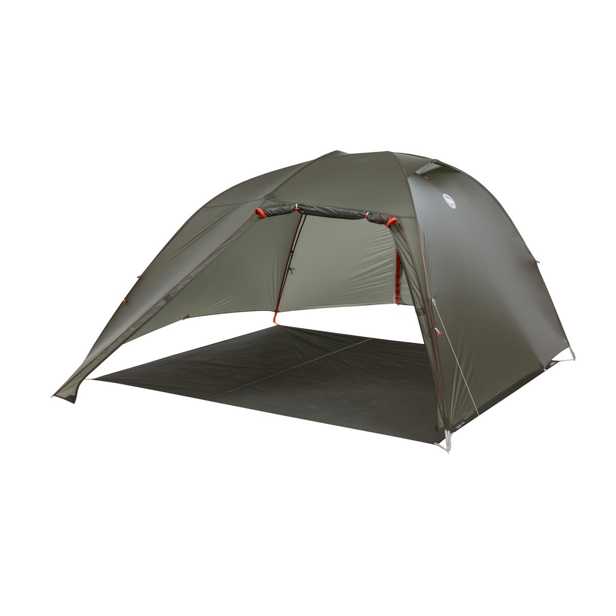 A front view of the Copper Spur tent, highlighting the interior and gear storage pockets. 