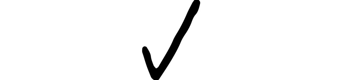 Black checkmark symbol indicating approval, verification, or successful completion on a white background.