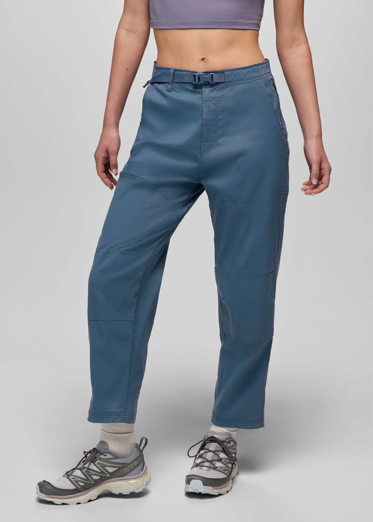 A closeup shot of the prAna Stretch Zion High Rise Cinch Pant.