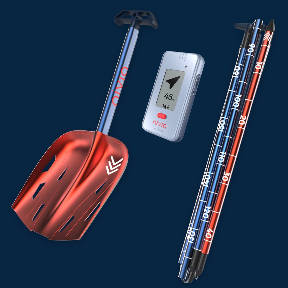 Nivia 3D Finder with the included shovel and probe.