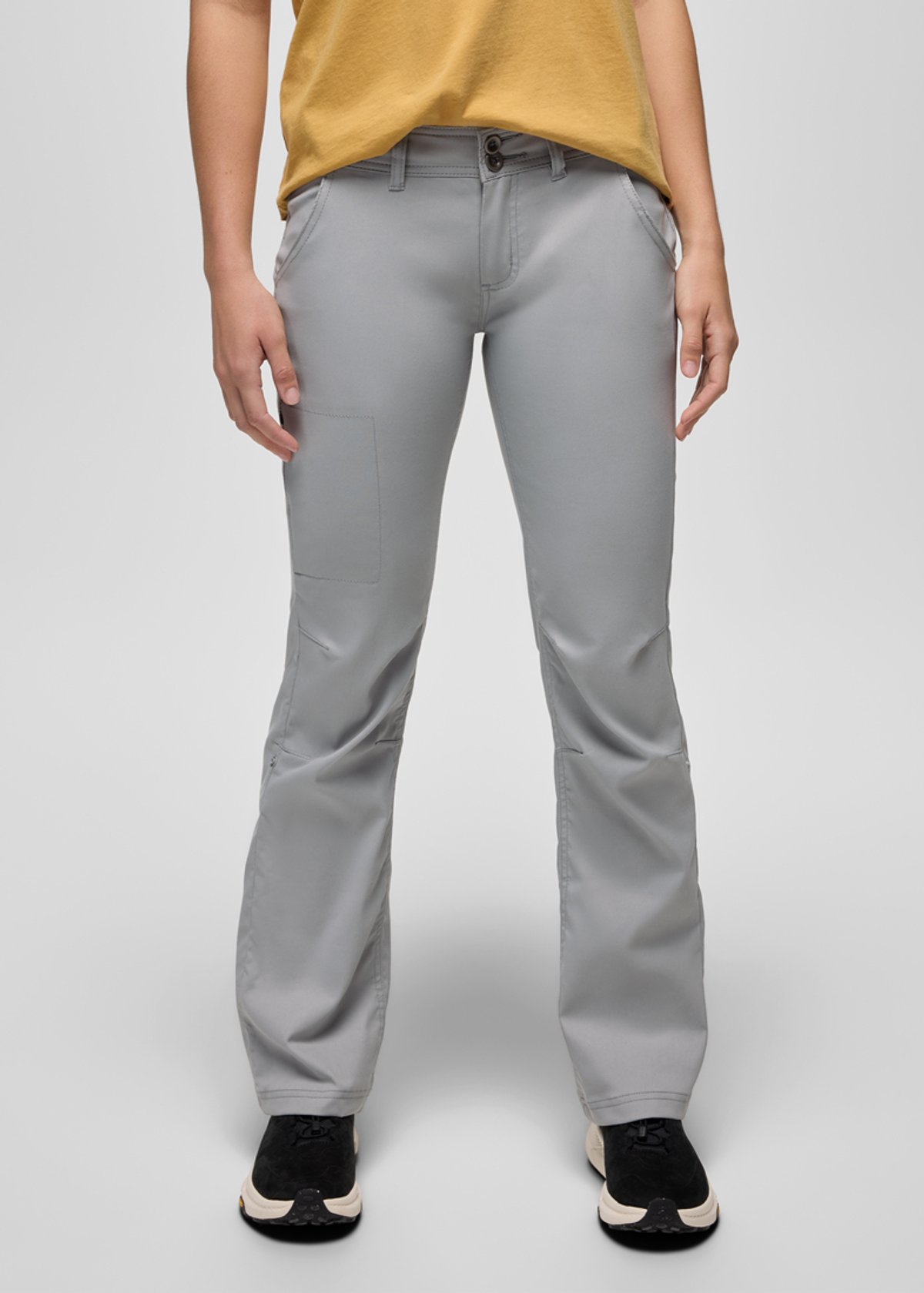 A closeup shot of the prAna Stretch Zion Halle Low-Rise Bootcut Pant.